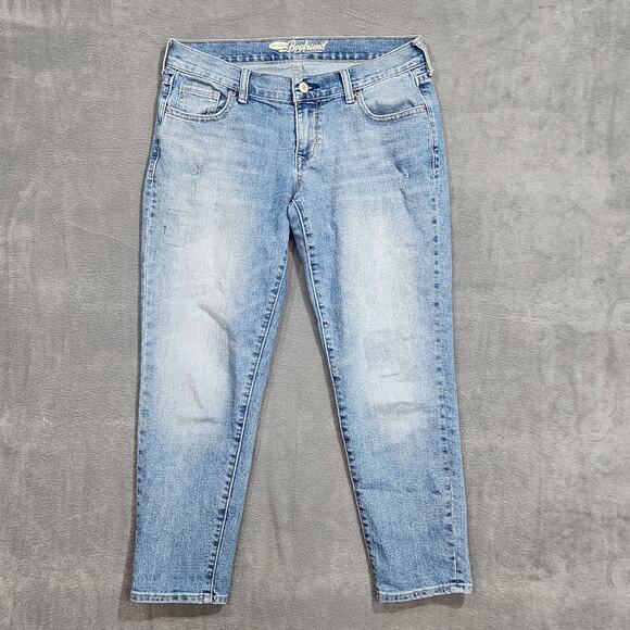 Old Navy Boyfriend Jeans Size 4 Distressed Patchwork - Picture 1 of 9
